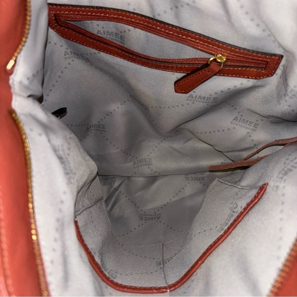 Aimee Kestenberg Tuscany Pebbled Leather & Suede Purse Hobo Bag Terracotta - Picture 5 of 12